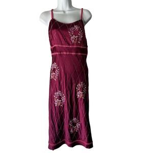 Patty Shelabarger Y2k Dress Small Pink Beaded Floral Midi Fairy Party Y2K